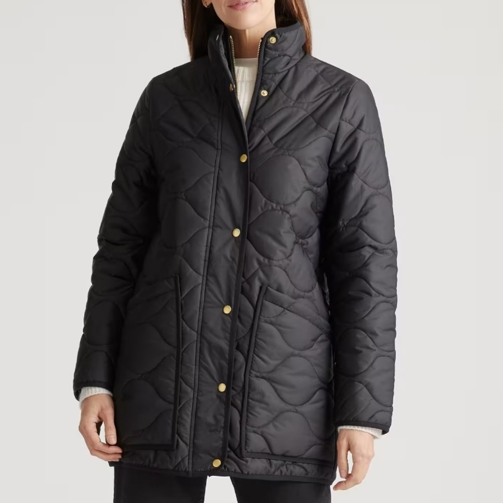 Quince Featherless Quilted Long Puffer Jacket - black